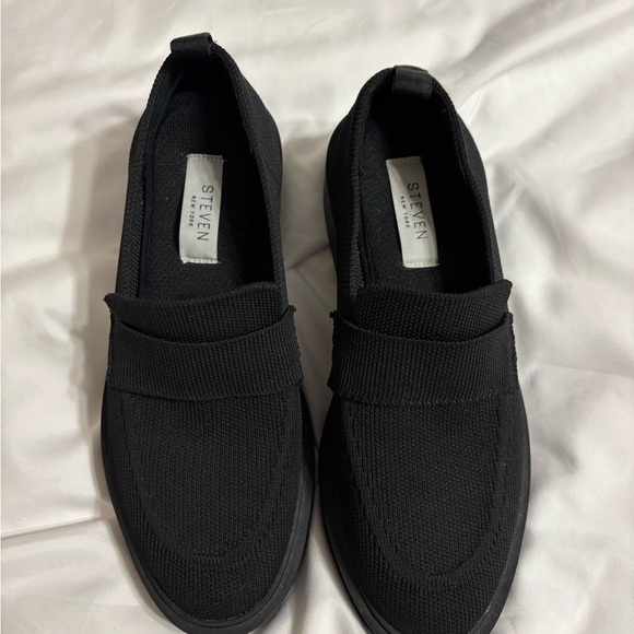 Steven New York Shoes - Steven New York Black Knit Slip On Loafers Comfort Shoes